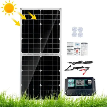 Комплект солнечной энергии из монокристаллических солнечных батарей, высокоэффективные солнечные панели с солнечным контроллером 100A для автофургона-фургона