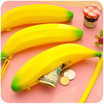 Новинка, Забавные силиконовые портативные кошельки с монетами в виде желтого банана, Многофункциональный пенал, сумка для ключей, кошелек, сумка для ключей, сумка для ключей