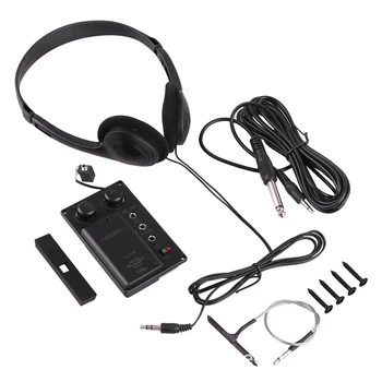 Пьезо-звукосниматель 2X для электрической скрипки с бесшумным эквалайзером с наушниками и набором кабелей для подключения к розетке