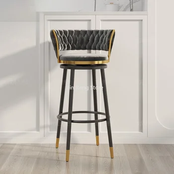 Стильные бархатные барные стулья, Современный Европейский Поворотный Минималистичный обеденный стул, Современный шезлонг для отдыха, Домашняя мебель