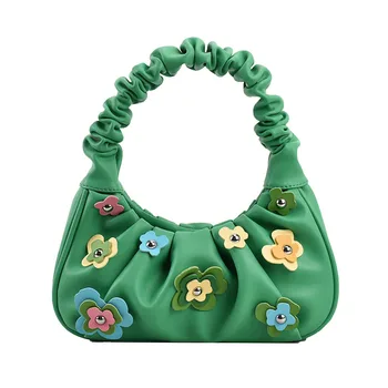 Брендовые плиссированные облачные сумки для женщин, высококачественная сумка подмышками, дизайнерская цветочная сумка через плечо, милые кошельки и сумочки, роскошная сумка для рук