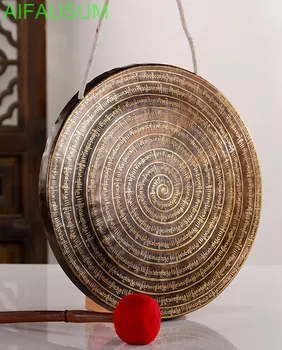 40 см -60 см Непальский Ручной молотковый Медный Гонг Ом мани падме хум Йога Медитация Звук исцеляющий гонг народный инструмент