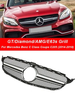Для Mercedes Benz C Class W205 2014-2018 Решетка Радиатора Переднего Бампера Diamond AMG GT E63S Серебристо-Черная Решетка C180 C200 C300 C350