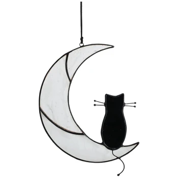 Черная Кошка, Сидящая На Ловце Солнца White Moon, Оконные Драпировки Ручной Работы, Оконные Панели Памятный Подарок Для Любителей Кошек Простота В Использовании
