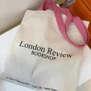 Лондонский книжный магазин, розовая холщовая сумка через плечо, ретро-холщовая сумка, Ручная сумка для покупок в нише