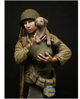 Бюст человека из смолы 1/9 пехоты США, спасающего собаку, наборы моделей миниатюрных фигурок gk в разобранном виде, неокрашенный