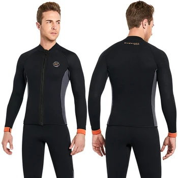 Мужской гидрокостюм, верхняя куртка с длинным рукавом из неопрена 3 мм, гидрокостюмы для дайвинга, рубашка, сохраняющая тепло для серфинга, подводного плавания, плавания водными видами спорта