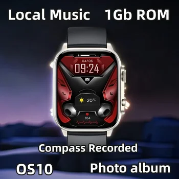 Смарт-часы 2,04 дюйма 1 ГБ ПЗУ OS 10 Мужские умные часы Беспроводная зарядка Bluetooth Вызов Местная музыка Фотоальбом H13 Ultra Plus