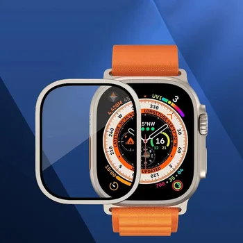 Закаленное Стекло для Apple Watch Ultra 2 49 мм Защитная Пленка Для экрана Металлическая Рамка Против Царапин для iWatch Серии Ultra 49 мм Аксессуары