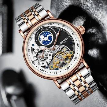 KINYUED, новые мужские часы от ведущего бренда, Модные деловые автоматические механические Роскошные часы, мужские водонепроницаемые светящиеся часы, наручные часы