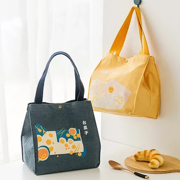 2023 г. Сумка для ланча с рисунком в японском стиле, холщовая сумка для ланча, Фруктовая еда, сумки для пикника для женщин, детей