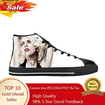 Леди Гага Поп-певица Музыка Милая Модная популярная повседневная тканевая обувь с высоким берцем, удобные дышащие мужские и женские кроссовки с 3D принтом