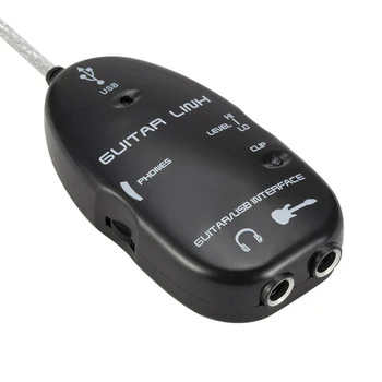 Электронный Гитарный кабель, соединяющий гитару с интерфейсом USB, Кабельный адаптер, Аудиоразъем, Рекордер для ПК/Компьютерные Гитарные аксессуары