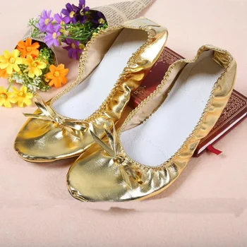 Индийские женские туфли для танца живота CLYFAN из искусственной кожи с золотом, балетные туфли, кожаные балетные туфли для танца живота, детские для девочек и женщин