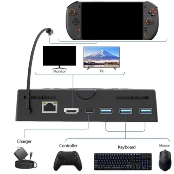 Для Onexplayer Deck 6 В 1 Базовая Док-станция, Совместимая с USB3.0HDMI, 4K @ 60Hz RJ45 Gigabit Ethernet PD100W Концентратор Прост в использовании
