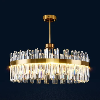 2023 Новый современный роскошный Хрустальный светодиодный подвесной светильник для гостиной, украшения дома, Освещение круглого / прямоугольного яркого ресторана