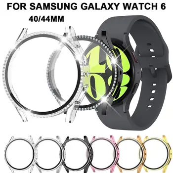 Чехол Bling для Samsung Galaxy Watch 6, 40 мм, 44 мм, защитная крышка, бампер со стразами + пленка для экрана из закаленного стекла