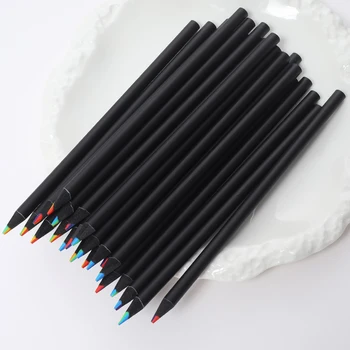 4 Шт 7-цветных карандаша с одинаковым сердечником, радужная ручка из черного дерева, креативный детский подарок Kawaii, Граффити, Радужный карандаш