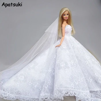 Модная кукольная одежда из чистого белого кружева, свадебное платье для кукол Барби, одежда высокого качества для кукол 1/6 BJD, аксессуары для кукол