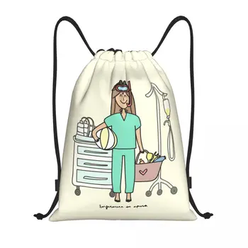 Enfermera En Apuros Мультяшный рюкзак медсестры на шнурке, спортивный рюкзак для спортзала, водонепроницаемая авоська для тренировок