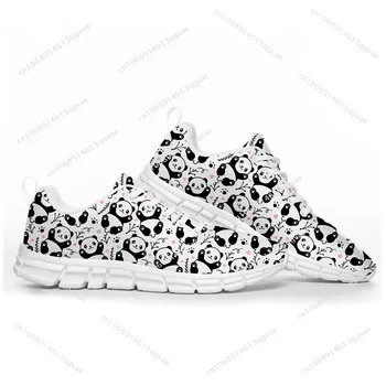 Спортивная обувь с рисунком панды, мужская женская обувь для подростков, детские кроссовки на заказ, повседневная высококачественная обувь для пары на заказ