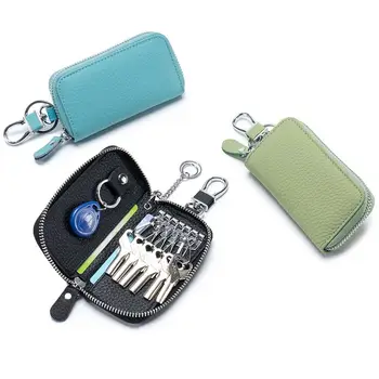 Кожаные сумки для ключей от машины, универсальный брелок на молнии, классический брелок для ключей, унисекс