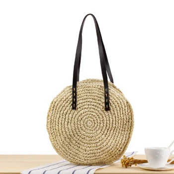 Новая простая круглая сумка ручной работы тканые сумки этническая стиль путешествия праздник пляжная сумка моды сумочку