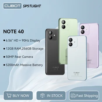 Смартфон Cubot Note 40, 12 ГБ оперативной памяти (6 ГБ + 6 ГБ расширенной) + 256 ГБ ПЗУ, основная камера 50 Мп, дисплей 6,56 